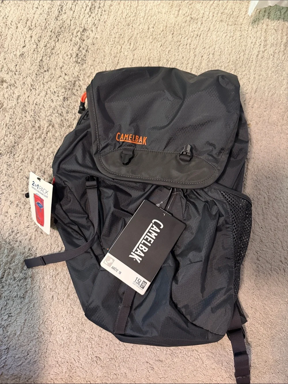 CamelBak Black Backpack with Orange Logo Accent